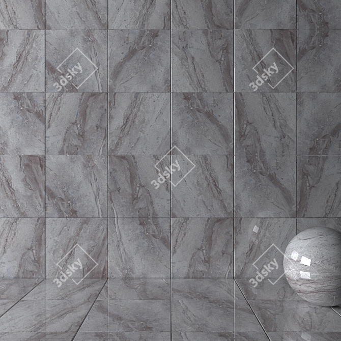 Elegant Anthracite Wall Tiles 3D model image 2