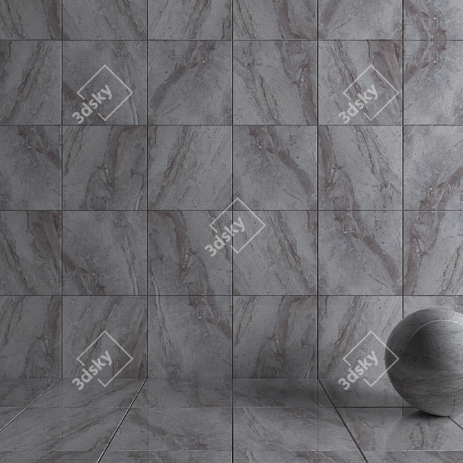 Elegant Anthracite Wall Tiles 3D model image 3