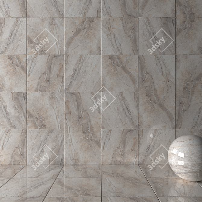 Elegant Helena Beige Wall Tiles 3D model image 2