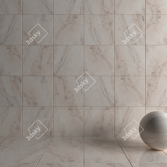 Elegant Helena Cream Wall Tiles 3D model image 3