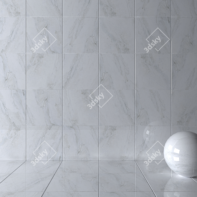 Elegant Gray Helena Wall Tiles 3D model image 2