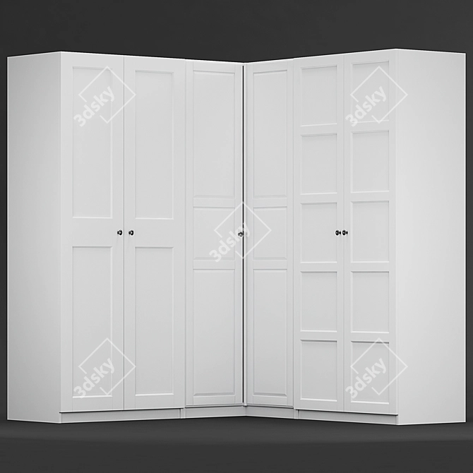 Customizable Ikea PAX Corner Wardrobe 3D model image 1