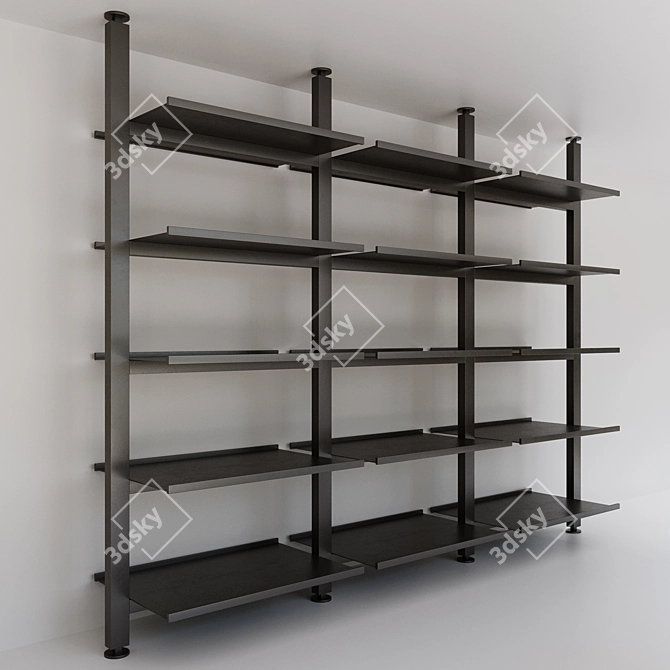 Metallic Kitchen/Living Room Shelving 3D model image 1