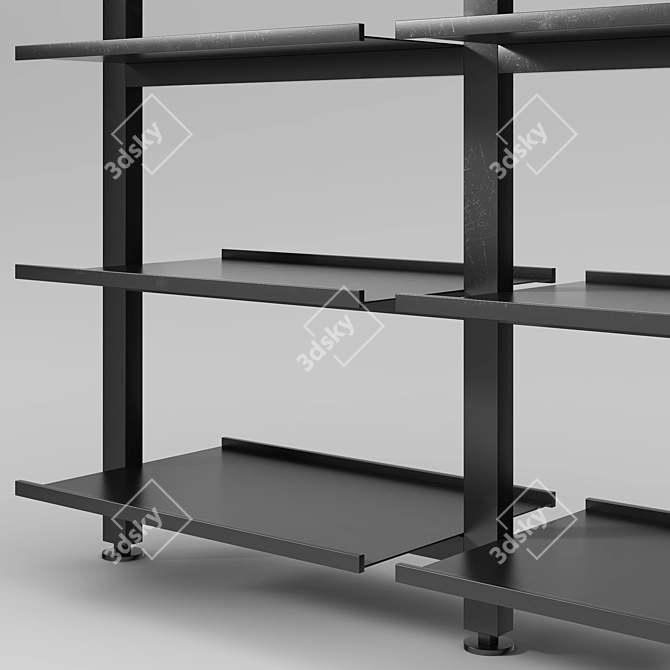 Metallic Kitchen/Living Room Shelving 3D model image 2