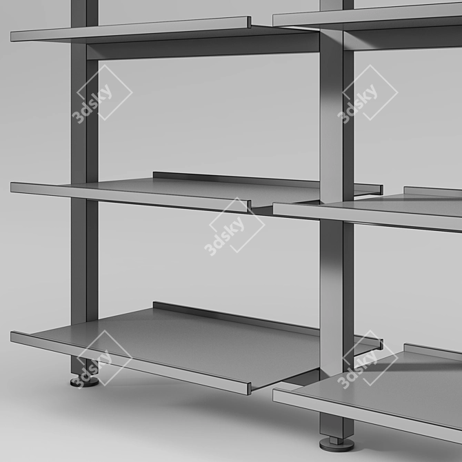 Metallic Kitchen/Living Room Shelving 3D model image 3