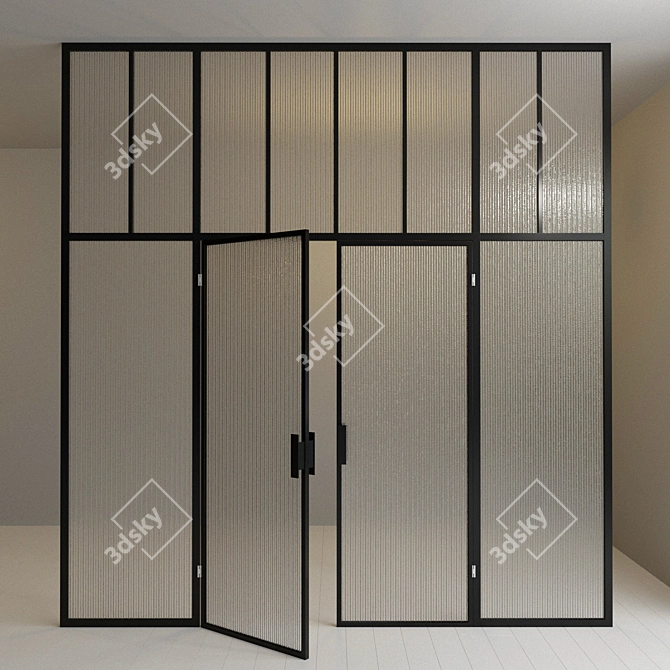 Modern Glass Door Partition 3D model image 2