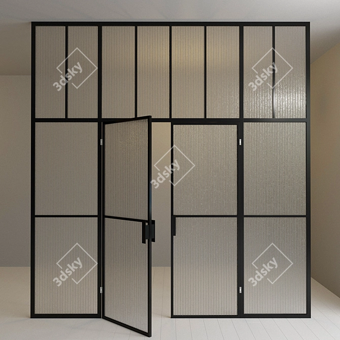 Minimalist Glass Door Partition 3D model image 2