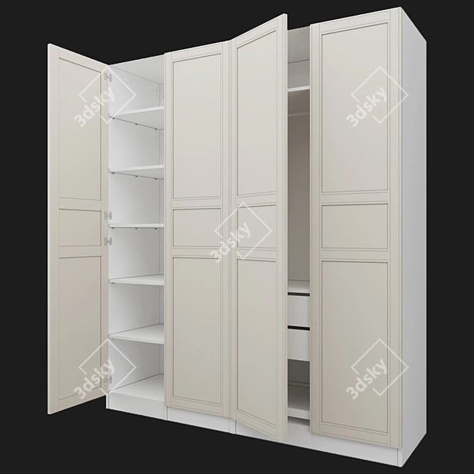 Sleek and Spacious Pax Wardrobe 3D model image 1