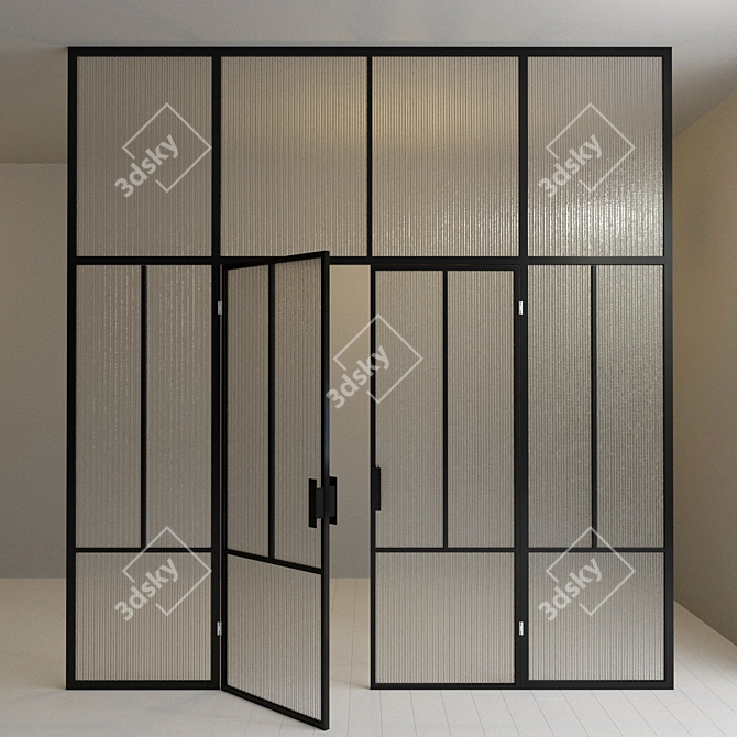 Sleek Glass Partition Door 3D model image 2
