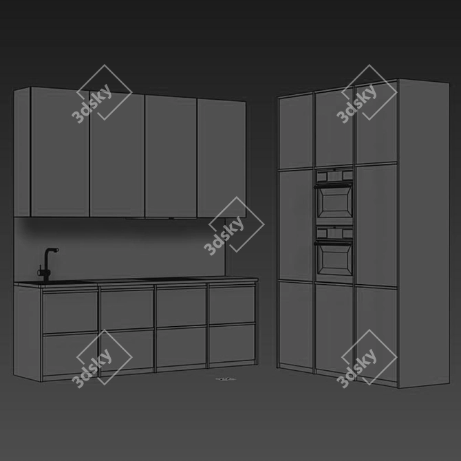 Modern Kitchen Cabinet Set - 3D Model 3D model image 5