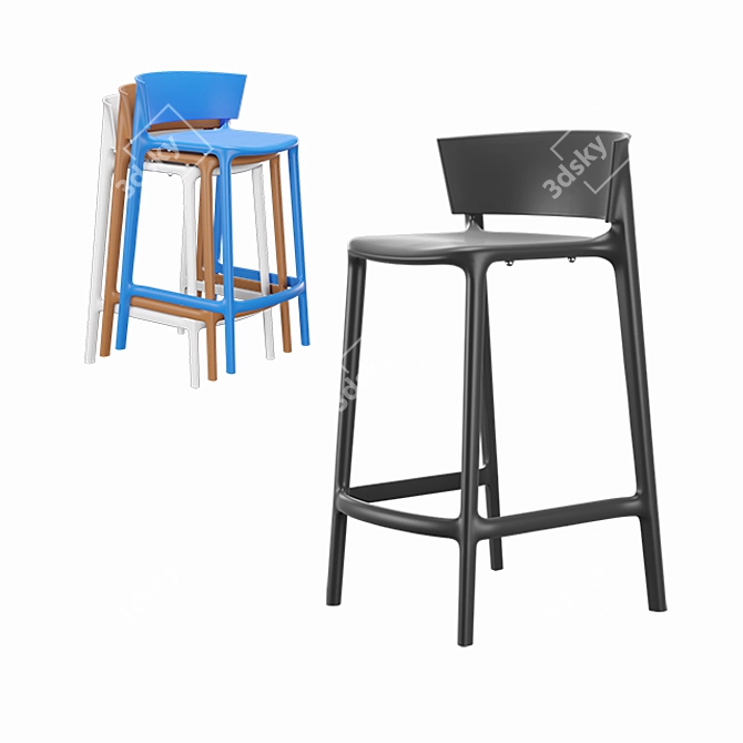 Sleek Africa Bar Stool 3D model image 1