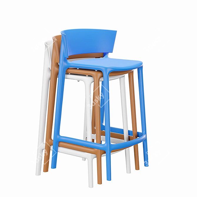 Sleek Africa Bar Stool 3D model image 4