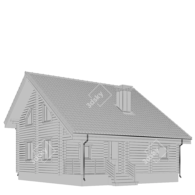 Cozy Log Cabin 3D model image 2