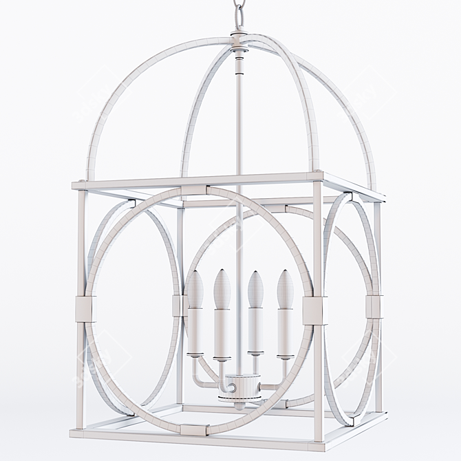 Elegant Circle Lattice Hanging Lantern 3D model image 3