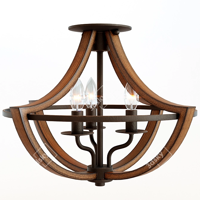 Montana Rustic Ceiling Light 3D model image 2