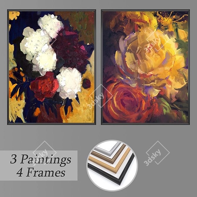 Elegant Wall Art Set with Multiple Frames 3D model image 1