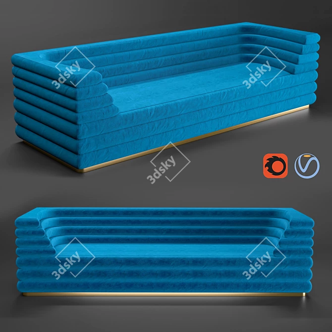 Modern Loffa 3-Seater Sofa 3D model image 1