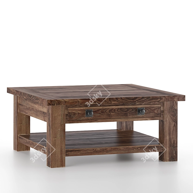 Rustic Metal Square Coffee Table 3D model image 1