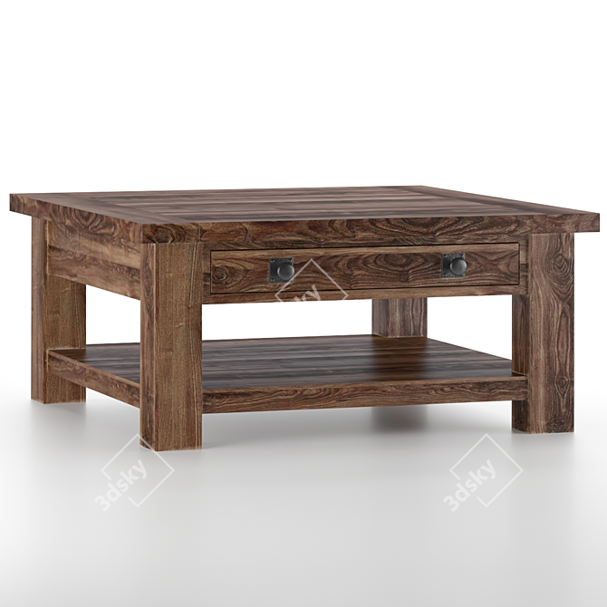 Rustic Metal Square Coffee Table 3D model image 4