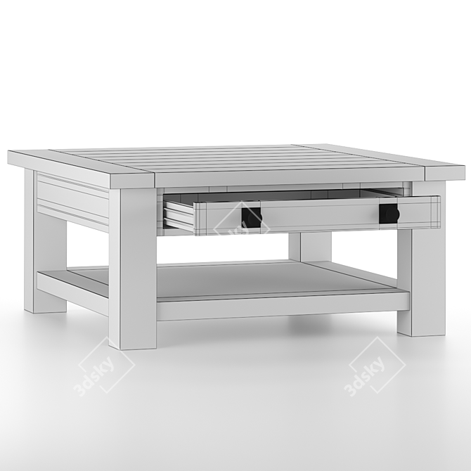 Rustic Metal Square Coffee Table 3D model image 6