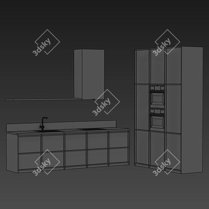 Modern Nordic Kitchen Cabinet: Export Obj, High-Quality Textures & Models 3D model image 5