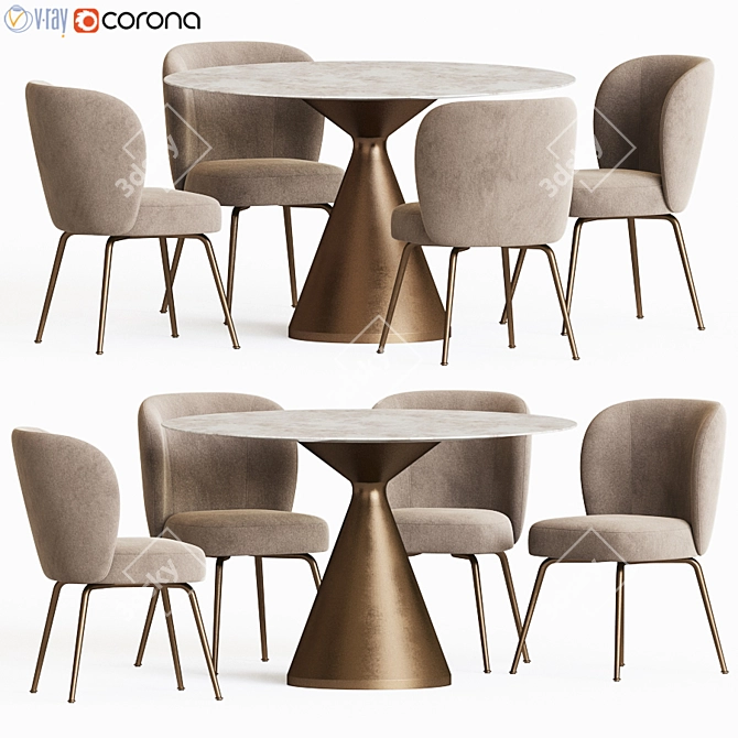 Elegant Greer Dining Set 3D model image 1