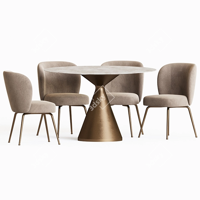 Elegant Greer Dining Set 3D model image 2