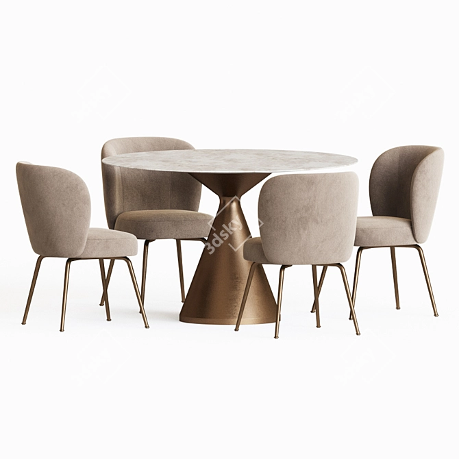 Elegant Greer Dining Set 3D model image 3