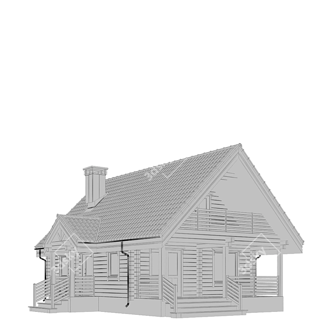 Cozy Log Cabin 3D model image 2