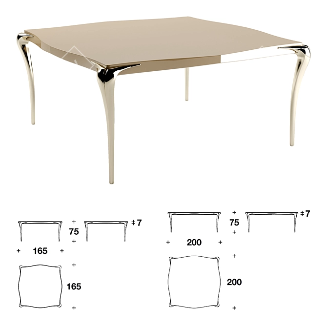 Sculpted Elegance: Contour Square Table 3D model image 1