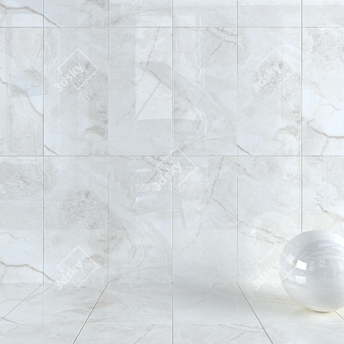 Elegant Cream Wall Tiles 3D model image 1