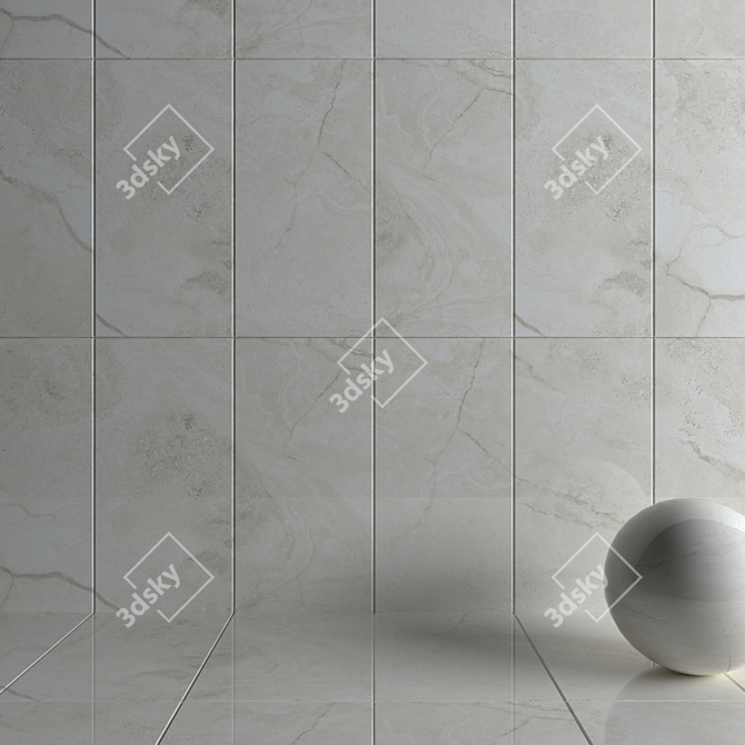 Elegant Cream Wall Tiles 3D model image 3