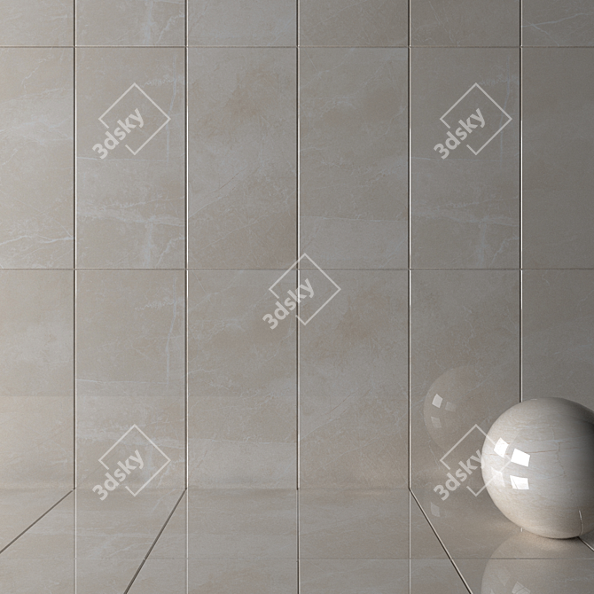 Elegant Ivory Wall Tiles 3D model image 2