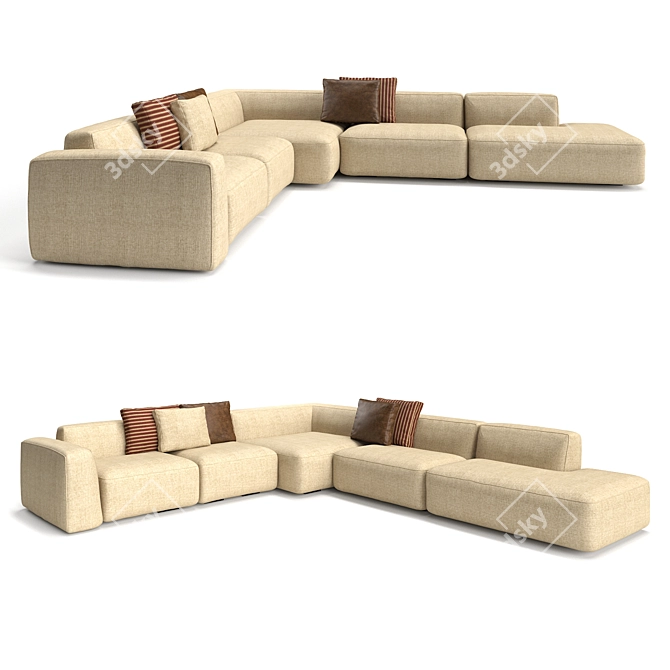 Angelo Cappellini Modular: Stylish and Versatile Sofa 3D model image 1