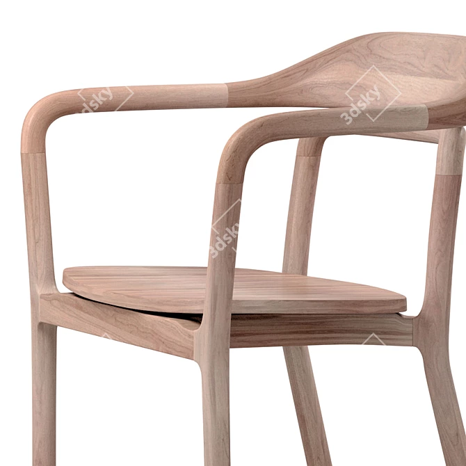 Duet Chair: Timeless Timber Elegance 3D model image 4