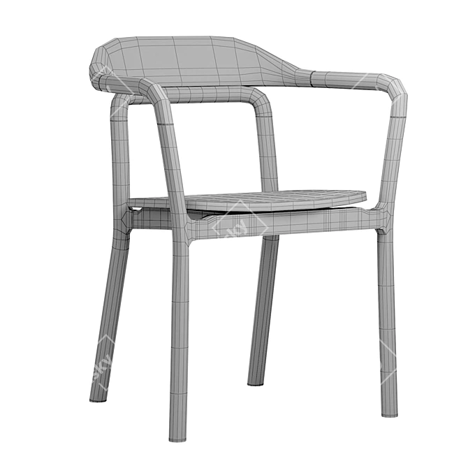 Duet Chair: Timeless Timber Elegance 3D model image 5