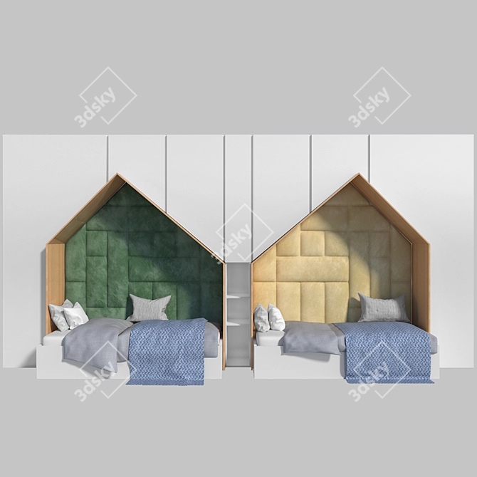 Elegant Queen Bedroom Set 3D model image 2