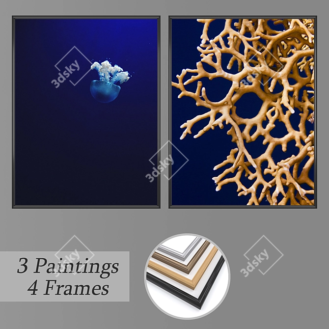 Elegant Wall Art Set with Multiple Frames 3D model image 1