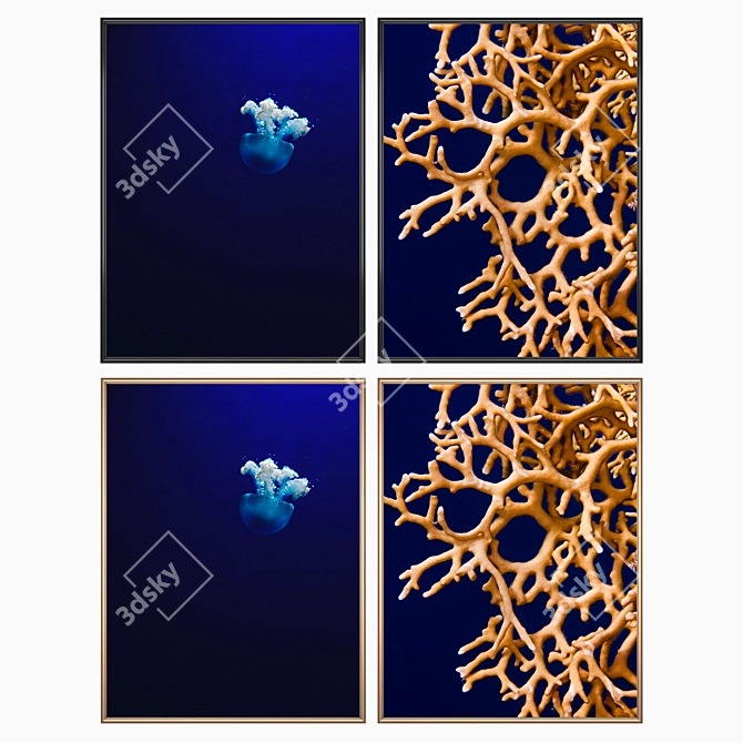 Elegant Wall Art Set with Multiple Frames 3D model image 2