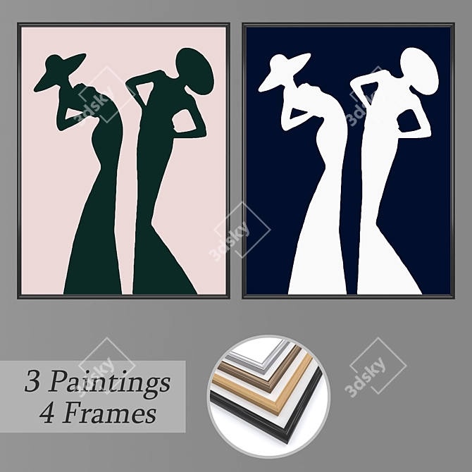 Modern Wall Art Set - No. 854 3D model image 1