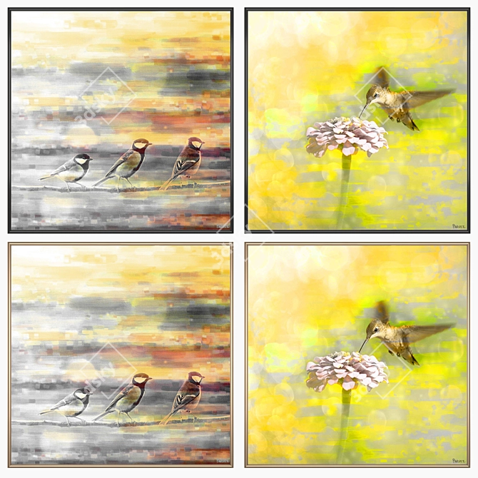 2-Piece Wall Painting Set with 4 Frame Options 3D model image 2