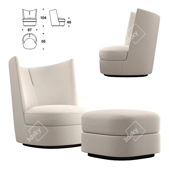 Contour Club: Elegant and Intimate Armchair 3D model image 1