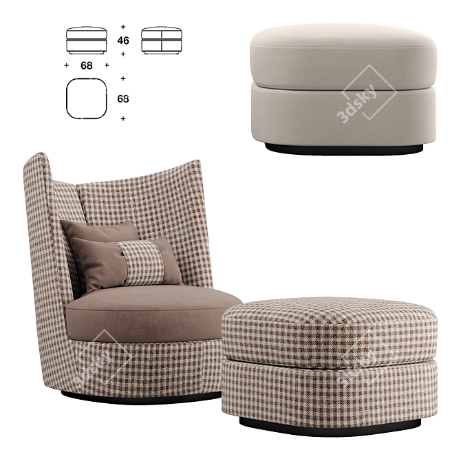 Contour Club: Elegant and Intimate Armchair 3D model image 2