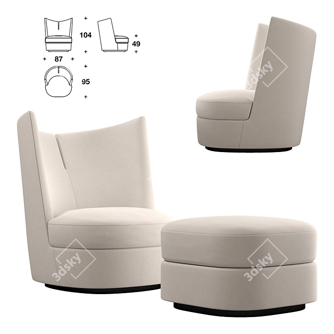 Contour Club: Elegant and Intimate Armchair 3D model image 4