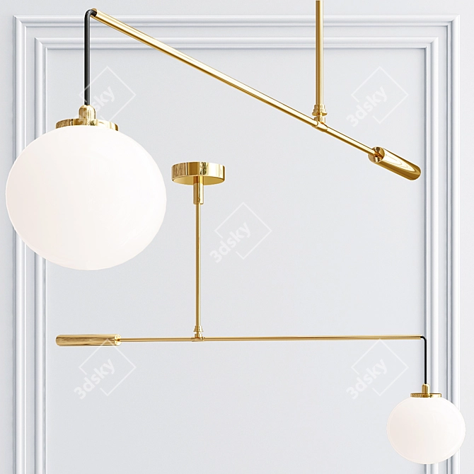 Sleek Brass Pendant Lamp 3D model image 1