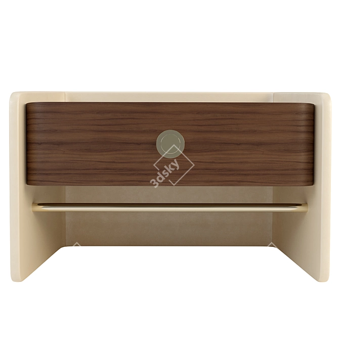 Luxury Walnut Nightstand with Brass Accents 3D model image 3