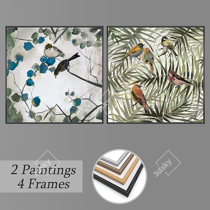 Modern Wall Art Set with Multiple Frames 3D model image 1