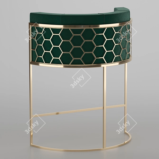 Modern Metal Bar Stool 3D model image 3