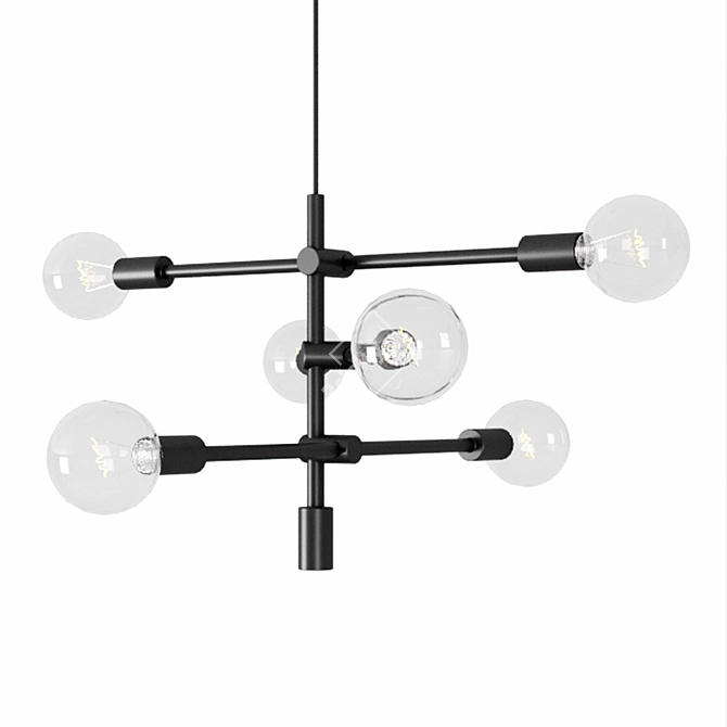 Sleek Constellation Black 6P Pendant Light 3D model image 1