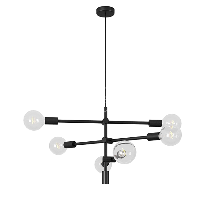 Sleek Constellation Black 6P Pendant Light 3D model image 2